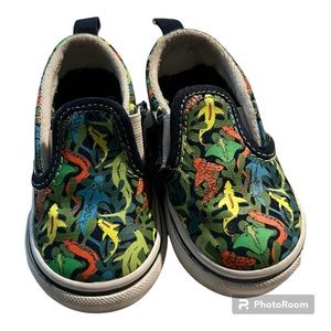 Vans Sharks Glow In The Dark Slip on Sneakers Shoes, Velcro closure toddler